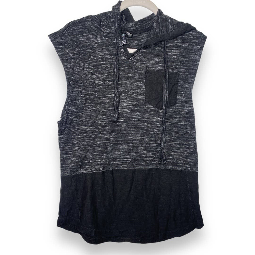 Men's Hard Edge Muscle Tee with Hoodie and Kangaroo Pocket Shirt Small